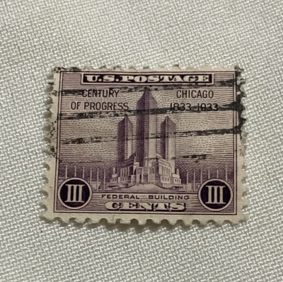 1934-35 3 Cent Century Of Progress Chgo US Postage Stamp Hinged US SCOTT - Image 1 of 4