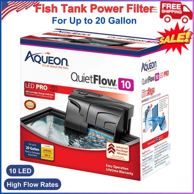 Aqueon QuietFlow 10 LED PRO Aquarium Fish Tank Power Filter For Up to 20 Gallon - Image 1 of 4