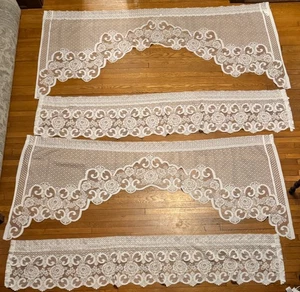 Cortinas de encaje 76" de ancho x 32" pulgadas de largo y 76" x 12" dos juegos (lote de 4) - Imagen 1 de 5