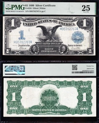VERY NICE Bold & Crisp VF+ 1899 $1 "BLACK EAGLE" Silver Cert.! PMG 25! 82767A - Image 1 of 3