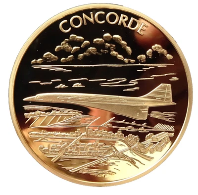 Concorde History of Aviation 24ct gold Plated Proof coin. - Image 1 of 2