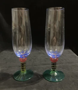 Lot B PAAR KOSTA BODA PALMEN DESIGN SEKTFLÖTEN von KEN DONE - Bild 1 von 7