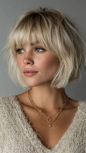 Short Ombre White Blonde Bob Wigs with Bang 100% Human Hair Lace Front Wigs 13x4 - Picture 1 of 3
