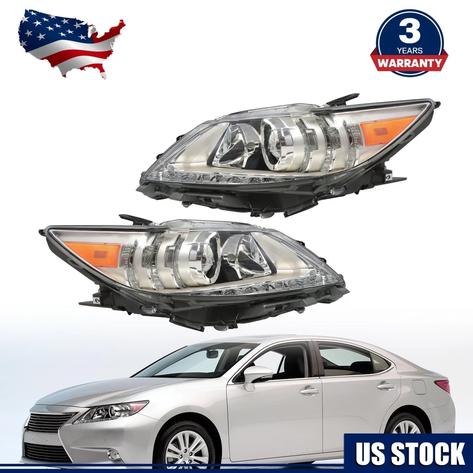 Pair Headlights For 2013 2014 2015 Lexus ES300h ES350 LH+RH Halogen Headlamps - Image 1 of 4