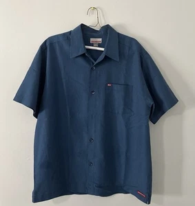Quiksilver Men's Size Medium Blue Button Up Pocket Polynosic Rayon Shimmer - Picture 1 of 5