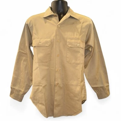 Camisa abotonada vintage años 60 Sears Perma-Prest ropa de trabajo mecánica Koratron talla 15 S Foto 1 de 4