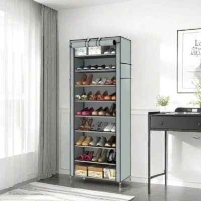 Portable Stand Shoe Rack Shelf Storage Closet Home Organizer Cabinet with Cover - Image 1 of 4