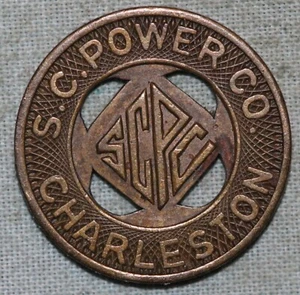 Charleston ~ S.C. Power Co. ~ SCPC ~ buono per una tariffa ~ gettone di transito - Foto 1 di 2
