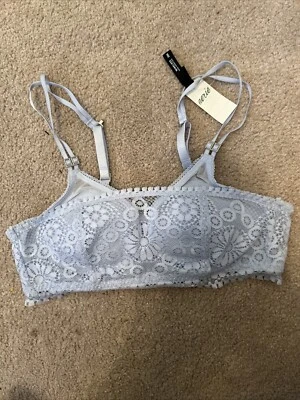 Aerie Bra Bandeau  Floral Lace Lightly Padded Wireless Light Blue Size 32A - Image 1 of 4