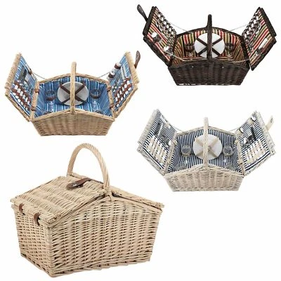 anndora® Picknickkorb Weidenkorb 4 Personen 23 tlg. Geschirrset Besteck Zubehör