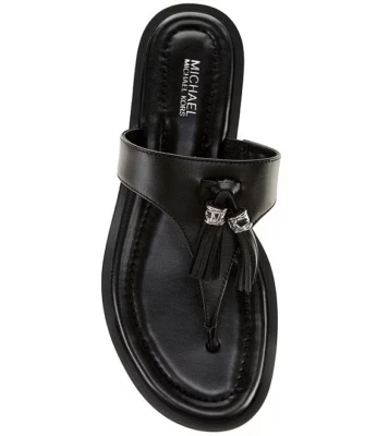 Michael Kors MK Kiernan Thong Leather Sandals Slip On (Size 5.5) Tasseled - Image 1 of 4