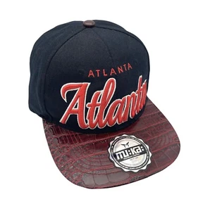 MU:KA Headwear Atlanta Red & Black Snapback Baseball Hat Cap embroidery - Picture 1 of 8