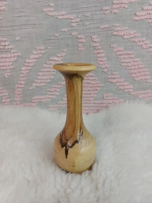 Florero alto único hecho a mano de madera de teca natural moderno decoración del hogar interior 5,8" Foto 1 de 4