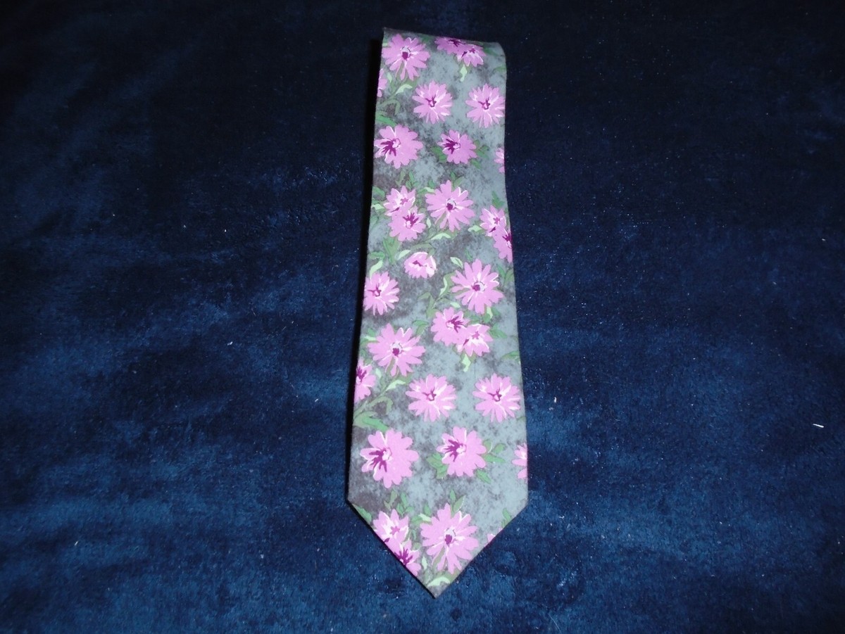 Rooster Men's Cotton Pink Flowers Necktie, narrow, 3
