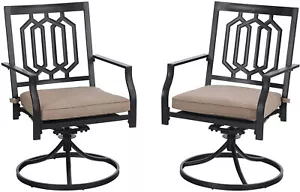 Outdoor Dining Chairs Set of 2 with Seat Cushion Swivel Patio Dining Chair - Picture 1 of 11