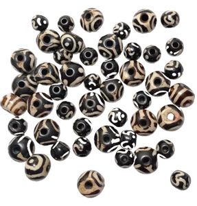 Buffalo Bone Beads, 50 Pcs, 25 Om and 25 Eternity, Black, White, 8mm Avg Spacers - Picture 1 of 3