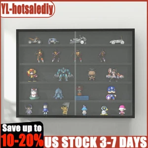 5-Tier Wall Display Shelves Unit Cabinet w/ Adjustable Glass Door Black US STOCK - Picture 1 of 13