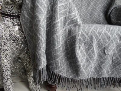   Baumwolldecke Wohndecke Wolldecke Plaid 130 x 170 cm Grau - Bild 1 von 4