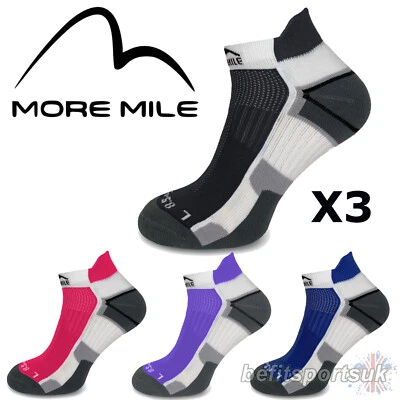 CUSHIONED RUNNING SOCKS ANKLE MENS WOMENS LADIES MORE MILE MIAMI SPORTS GYM 3 - Image 1 of 4