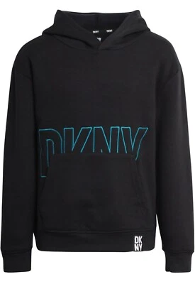 Moletom Pulôver Masculino DKNY - Moletom com Capuz Logotipo Elegante de Lã Macio - Preto Tamanho 7 - Imagem 1 de 4