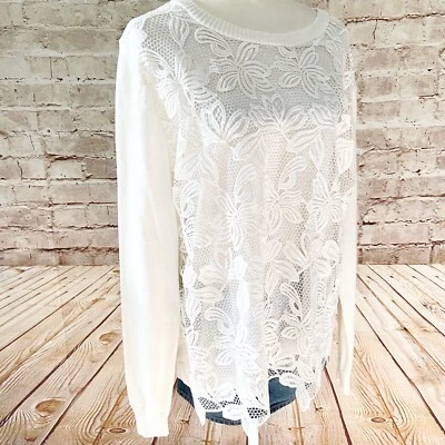 Suéter Pullover Lane Bryant Mujer Encaje Frontal Talla 14/16 Marfil Crema Nuevo con Etiquetas Foto 1 de 4