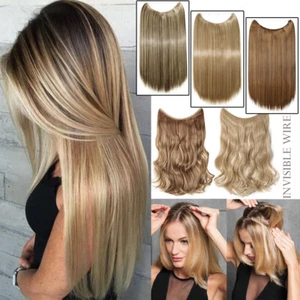 Real Thick Secret Wire Hair Extensions Invisible Wire band Long 16-24" For Human - Picture 1 of 42