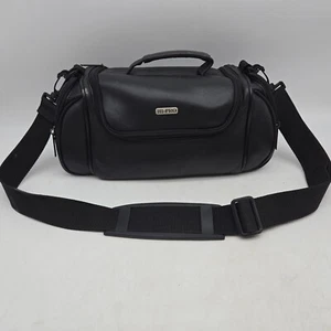 Hi-Pro 13" Camera Camcorder Storage Bag Case Black Genuine Leather - Picture 1 of 14