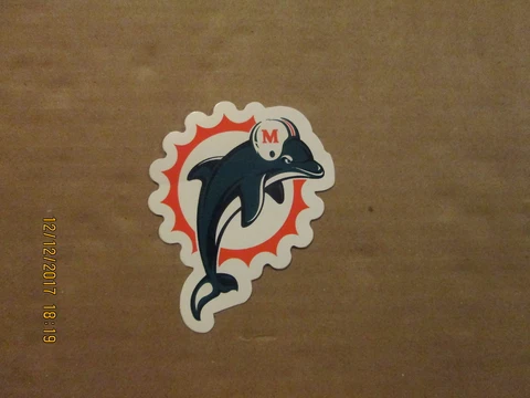 NFL Miami Dolphins Vintgae 4 Inch Team Logo Mascot Football Sticker Cover