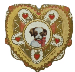 Valentine Victorian Die Cut Greeting Card Whitney Made Heart Puppy USA - Picture 1 of 3