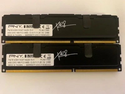 PNY 8GB (2X4GB) PC3-1866MHz DDR3-14900 1.5V 4GBH1X04F1AA28-15-H - Image 1 of 2