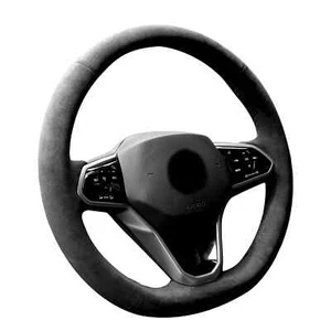 Hand Stitch Alcantara Steering Wheel Cover For Volkswagen Golf 8 Tiguan Sharan - Picture 1 of 11