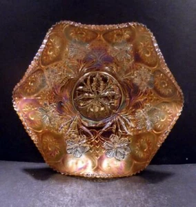 Millersburg Carnival Primrose Marigold Bowl With Fine Cut Hearts Exterior - MINT - Picture 1 of 4