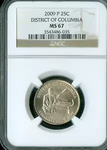 2009 P DISTRICT OF COLUMBIA QUARTER NGC MS67 PQ BUSINESS STRIKE FINEST GRADE * - Picture 1 of 2