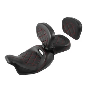 Respaldo para asientos de conductor y pasajero apto para Harley Street Glide 2009-23 negro rojo - Imagen 1 de 13