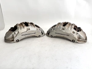15-18 PORSCHE MACAN S 3.0L PAIR DRIVER PASSENGER FRONT CALIPERS 6 Pistons OEM - Picture 1 of 24