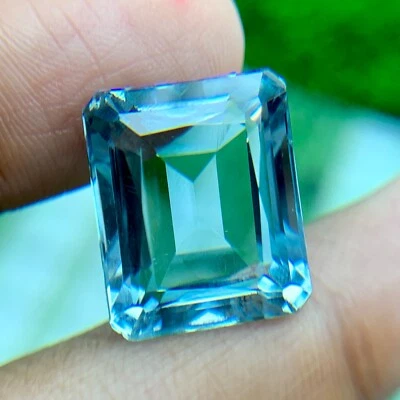 20.85 CT SANTA MARIA BLUE AQUAMARINE QUARTZ OCTAGON LAB CREATED LOOSE GEMSTONE - Image 1 of 4
