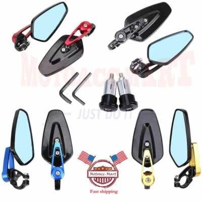 Espejos retrovisores laterales universales para motocicleta 7/8" 22 mm extremo manillar aluminio EE. UU. Foto 1 de 4