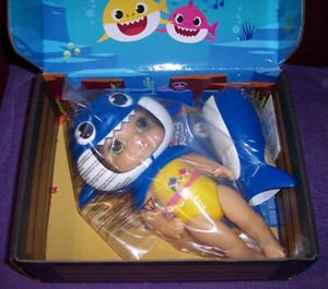 New Baby Alive Baby Shark Brown Hair Doll with Tail Hood Waterplay Toy Blue NIB - Picture 1 of 3