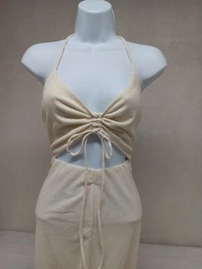 NWT Streetwear Social Womens Medium Ivory Jumper Romper One Piece Open Stomach - Picture 1 of 16