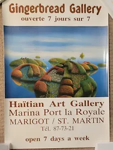 RARE Vintage Gingerbread Gallery -Haitian Art Gallery Poster - Picture 1 of 6