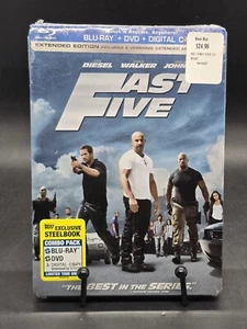 FAST FIVE SteelBook Extended Edition Blu Ray/DVD *Damaged* On Back New Sealed - Picture 1 of 13