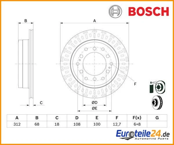 2 St. Bremsscheibe BOSCH 0986479F07 für Toyota FJ Cruiser — 第 1/1 张图片