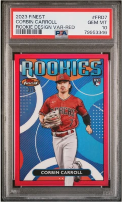 2023 Topps Finest MLB Corbin Carroll RC Rookie Design Red /5 PSA 10 POP 1/1 - Image 1 of 3