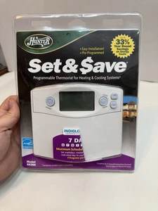 NEW Hunter Set & Save 7-Day Programmable Thermostat 44360 Heat Cool Indiglo LCD - Picture 1 of 4