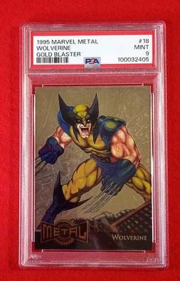 1995 MARVEL METAL LIMITED EDITION 18 OF 18 GOLD BLASTER WOLVERINE #18 PSA 9 MINT - Image 1 of 2