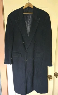 Van Gils Cashmere Men's Navy Blue Overcoat Vintage Double Breasted Coat 42 Reg - Image 1 of 4