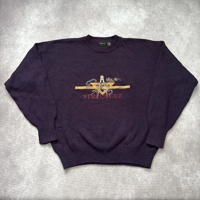 Vintage 90s Structure Sweater Mens XL Purple Embroider Prep - Image 1 of 4