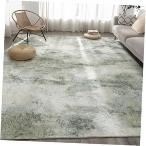 Rugs for Living Room, Green Modern Soft Abstract Low Pile Large Carpet with - Picture 1 of 7