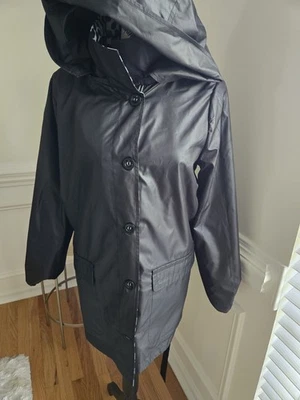 Gorgeous CARLISLE Solid Black Puzzle Print Reversible Jacket Coat Size: 10 $675 - Image 1 of 4