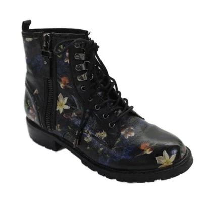 Botas de Combate Alice + Olivia Usadas en Excelente Condición de Cuero Tyrese con Colibríes y Diseño Floral Foto 1 de 4